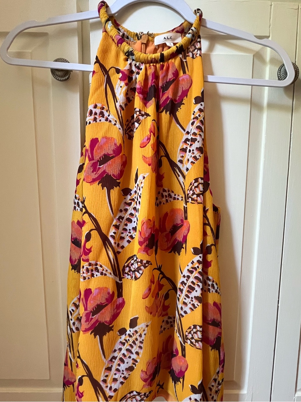 A.L.C. Mustard Yellow Floral Halter Skirt